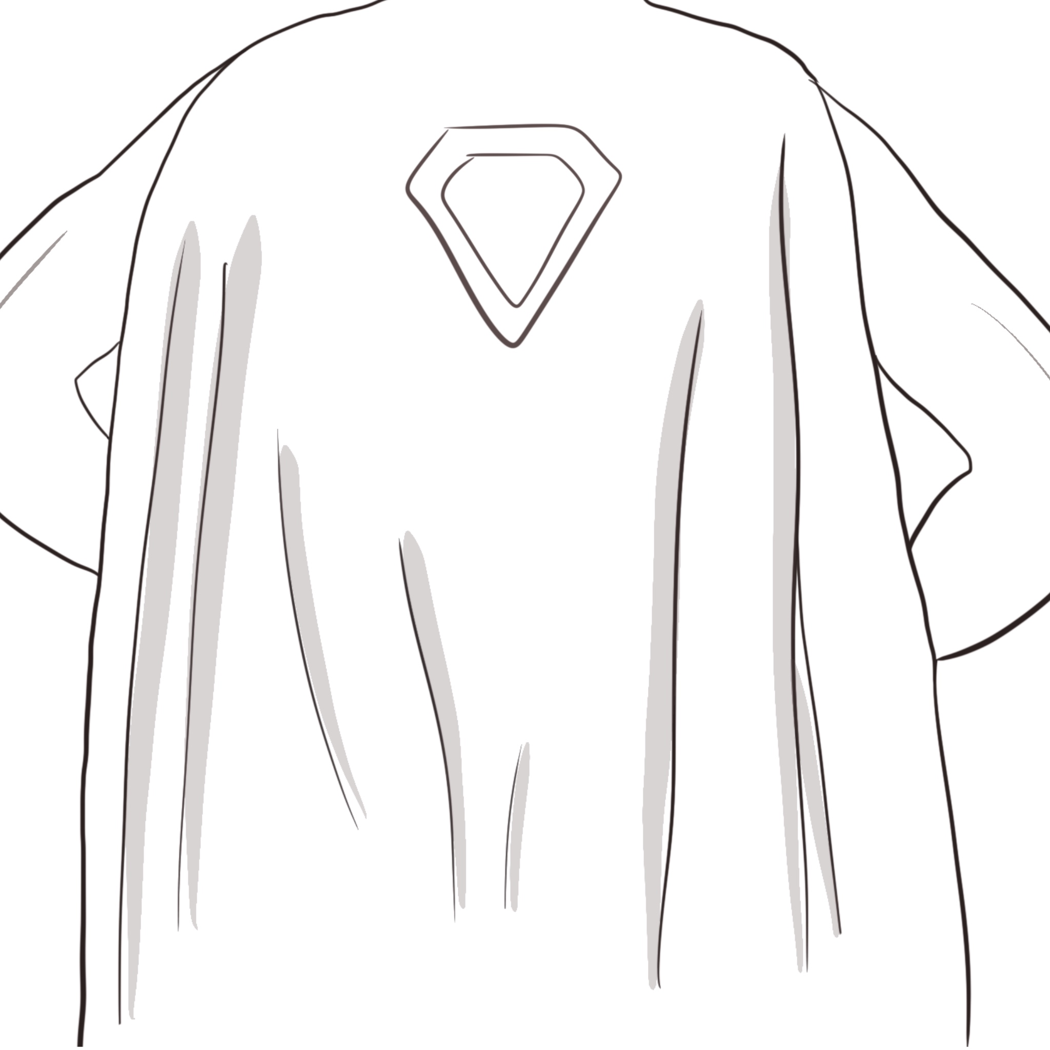 Drawing of a person wearing a superhero cape.