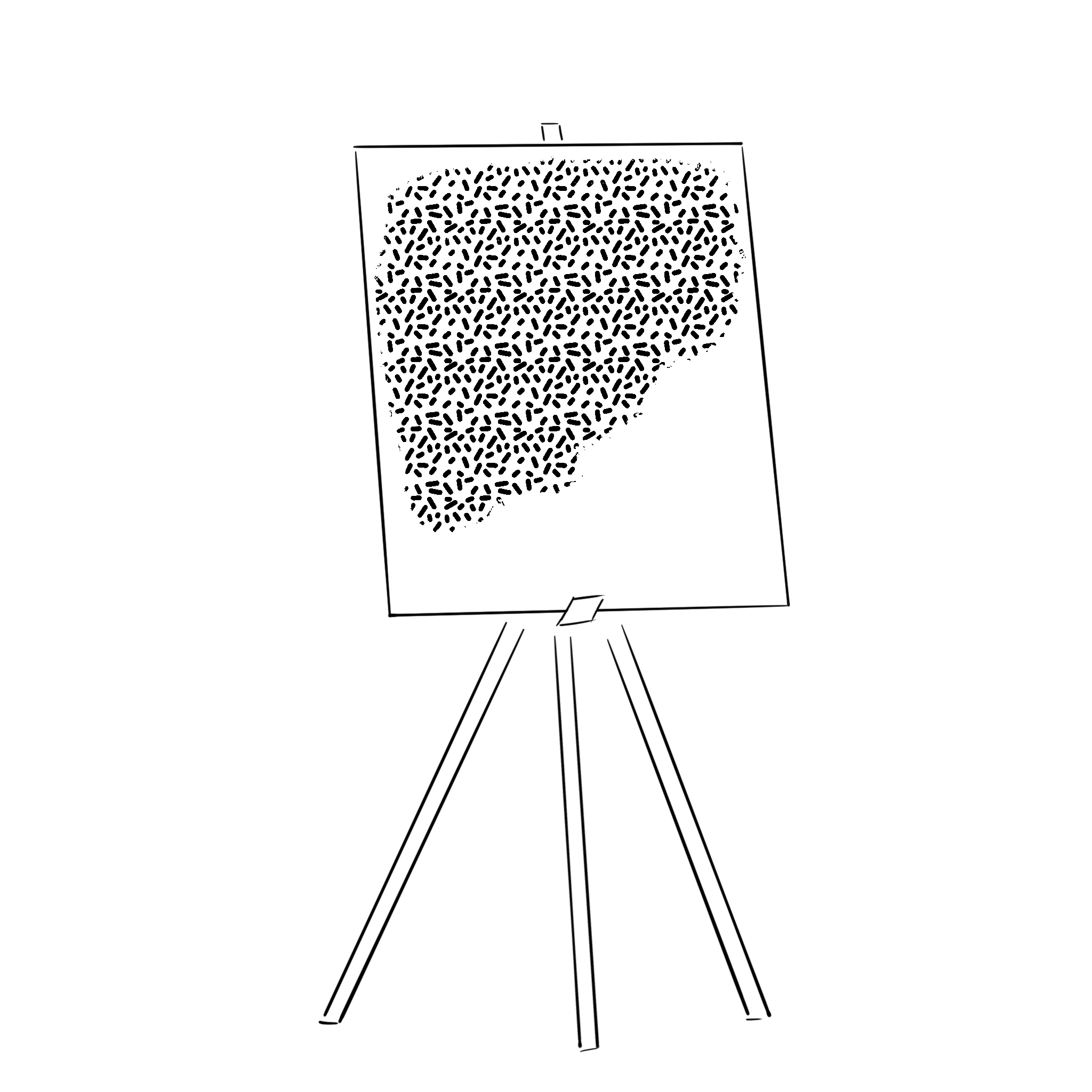Drawing of a canvas on an easel